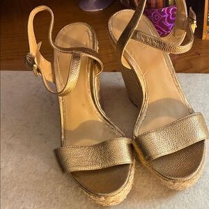 Michael Kors Metallic Gold Wedge Sandals